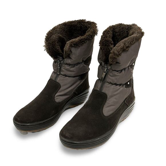 Pajar Stephy Womens Snow Boots Sz 41 US 9.5 Brown Suede & Puffer Fleece Lined - Picture 2 of 5